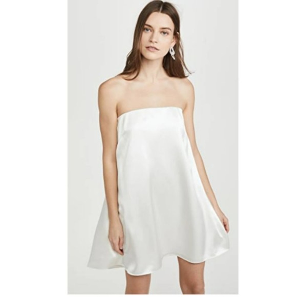 Brandon Maxwell Strapless Babydoll Silk Mini Dress NWT